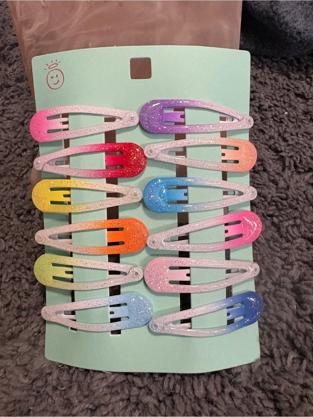 NWT set of 12 colorful Ombré barrettes